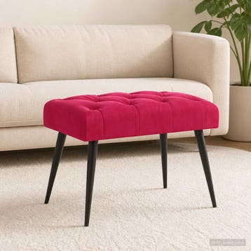 vidaXL Bank met knopen tufting Wijnrood 60 x 40 x 45 cm, Verzenden, Nieuw