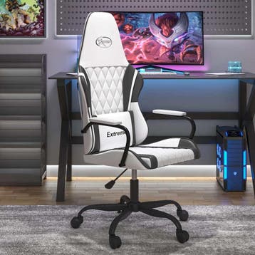 vidaXL Massage gamestoel kunstleer wit en zwart, Verzenden