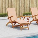vidaXL Ligstoel die kan leunen en vouwen 2 pcs Beige, Tuin en Terras, Verzenden, Nieuw