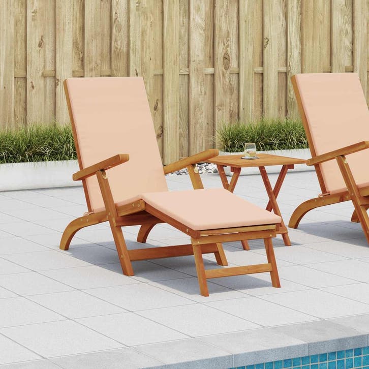 vidaXL Ligstoel die kan leunen en vouwen 2 pcs Beige, Tuin en Terras, Ligbedden, Nieuw, Verzenden
