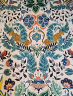 300x280cm! Exclusieve Art Déco stof met papegaaien en