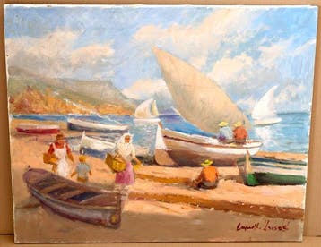 Francisco Carbonell Massabé (1928) - Escena de pescadores -