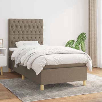 vidaXL Boxspring met matras stof taupe 90x200 cm, Verzenden, Nieuw