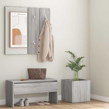 vidaXL Garderobe set bewerkt hout grijs sonoma eikenkleurig, Verzenden, Nieuw