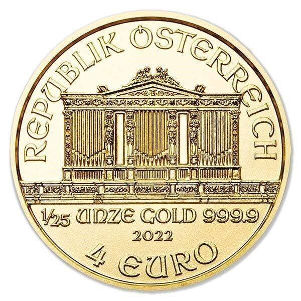 Oostenrijk. 4 Dollars 2022 1/25 oz €4 EUR Austrian Gold, Postzegels en Munten, Edelmetalen en Baren