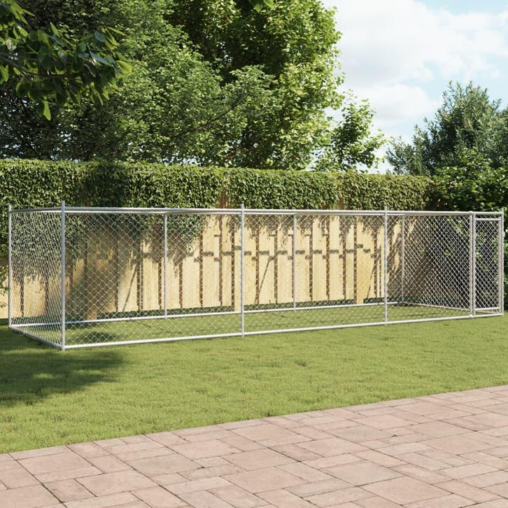 vidaXL Hondenhok met deur 6x2x1,5 m gegalvaniseerd staal, Dieren en Toebehoren, Hondenbenches, Nieuw, Verzenden