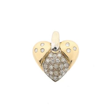 Bicolor gouden hanger van een hart met diamanten; Ca. 0,7..., Handtassen en Accessoires, Bedels, Ophalen of Verzenden, Gebruikt