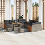 vidaXL Tuinbank Set 13 pcs Grijs Poly Riet en Poedergecoat, Verzenden, Nieuw