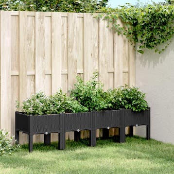 vidaXL Plantenbak met poten 160x40x42 cm polypropeen zwart, Tuin en Terras, Verzenden, Nieuw