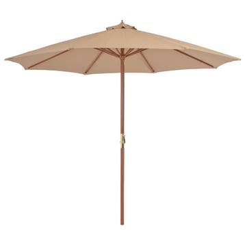vidaXL Parasol met houten paal 300 cm taupe, Verzenden