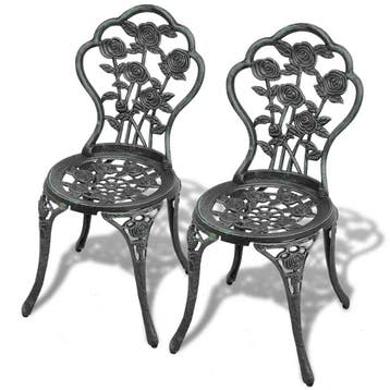 vidaXL Bistrostoelen 2 st gietaluminium groen, Verzenden, Nieuw