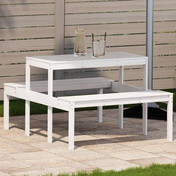 vidaXL Picknicktafel 110x134x75 cm massief grenenhout wit, Verzenden