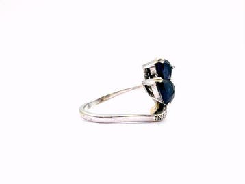 Ring - 18 karaat Witgoud - 1.00ct. tw. Saffier - Diamant, Nieuw