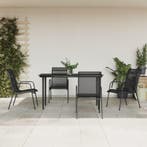 vidaXL 5-delige Tuinset textileen en staal zwart, Verzenden, Tuinset