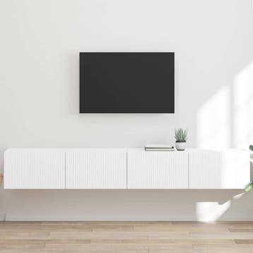 vidaXL TV Wandkast 2 st Wit Bewerkt hout, Verzenden, Nieuw