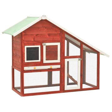 vidaXL Konijnenhok 140x63x120 cm massief vurenhout rood en, Verzenden, Nieuw