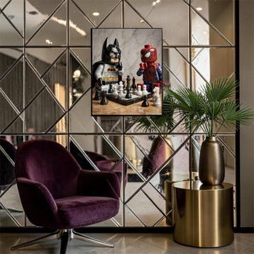Naro - Canvas [L] - Batman vs. Spider-Man - The Marble Chess, Nieuw