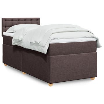 vidaXL Boxspring met matras stof donkerbruin 80x200 cm, Verzenden, Nieuw