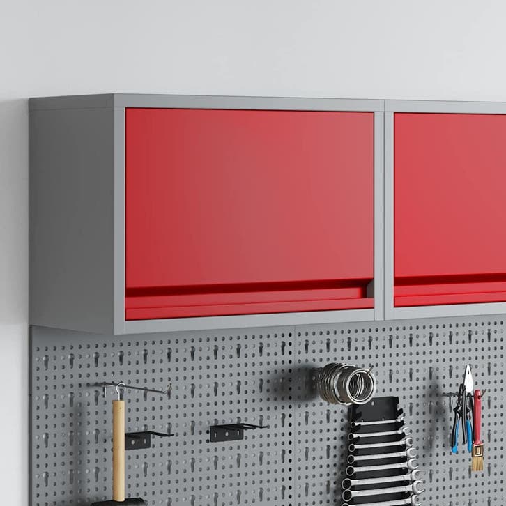vidaXL Gereedschapskast met opslag Rood en Grijs 50 x 25 x, Doe-het-zelf en Bouw, Gereedschapskisten, Nieuw, Verzenden