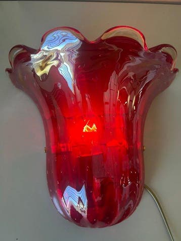 Wandkandelaar - Muranoglas - rood geblazen glas