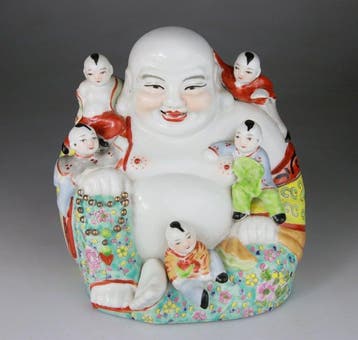Bouddha Rieur Hotai en Porcelaine - Marque - Famille Rose -, Antiquités & Art