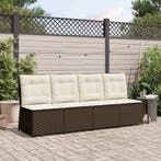 vidaXL Tuin Sofa met kussen Zwart en Crème Wit poly rattan, Verzenden