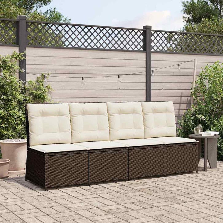 vidaXL Tuin Sofa met kussen Zwart en Crème Wit poly rattan, Jardin & Terrasse, Ensembles de jardin, Envoi