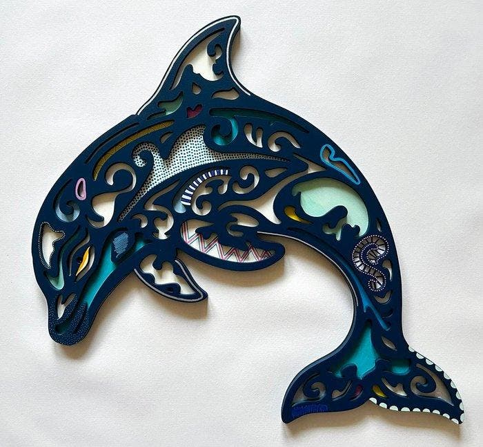 Krzysztof Gudanski - Dolphin - Animal Flow, Relief, Antiek en Kunst, Kunst | Designobjecten