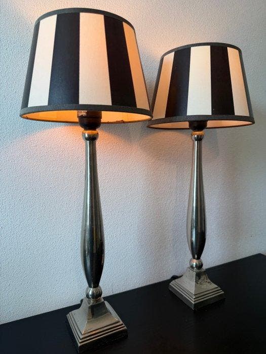 Van de Heg - Lampe de table - Métal, Chrome, Textile -, Antiquités & Art, Curiosités & Brocante