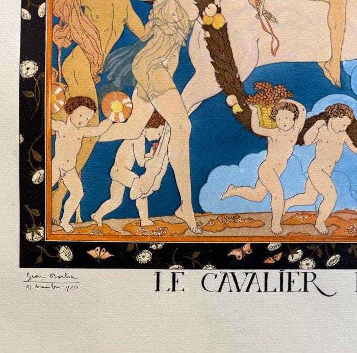 Georges Barbier (1882-1932) - Le Cavalier Blanc, Hand-Signed, Antiek en Kunst, Kunst | Designobjecten