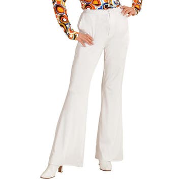 Disco 70S Broek Wit Dames, Kleding | Dames, Carnavalskleding en Feestkleding, Verzenden, Nieuw