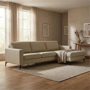 Leren hoekbank Match - 2.5-zits arm links + Longchair arm, Ophalen of Verzenden