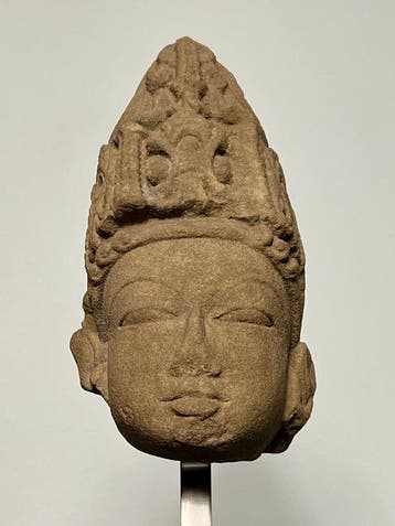 Oude India Steen Een hoofdbeeld van Vishnu, Antiek en Kunst