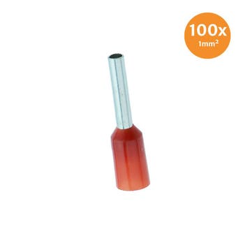 Adereindhuls Geïsoleerd 1mm² Rood 100 stuks, Ophalen of Verzenden, Nieuw
