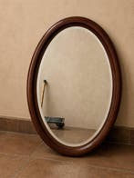 Miroir - Bois, Verre - Miroir ovale, Antiquités & Art