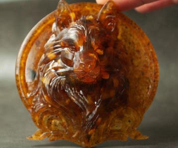 Baltisch amber Wolf wanddecor - Barnsteen - Gothic Soul -