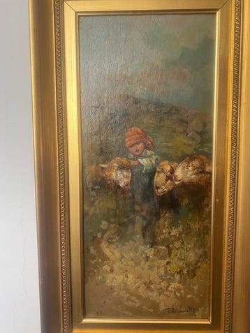 Tito Pellicciotti (1871-1950) - Contadinello con Pecore