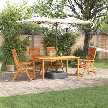 vidaXL Tuin Eettafel Set 5 st Bruin Massief Acacia Hout, Verzenden, Nieuw