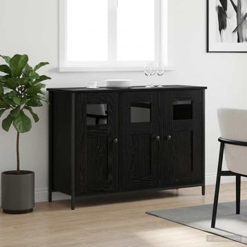 vidaXL Dressoir Zwart eiken 100 x 35 x 70 cm Bewerkt hout, Verzenden, Nieuw