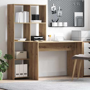 vidaXL Bureau met plank Artisan Eiken 138,5 x 55 x 143 cm, Huis en Inrichting, Bureaus, Verzenden, Nieuw
