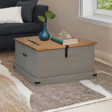 vidaXL Opbergkist HALDEN grijs 91x91x47 cm massief, Huis en Inrichting, Verzenden, Nieuw