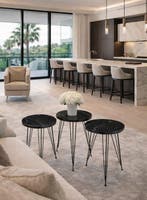 Set: 3 Side Tables Marble look - Bijzettafel - Metal/pb