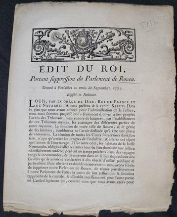 Règne Louis XVI (1774-1792) Versailles. - 1 Lettres patentes