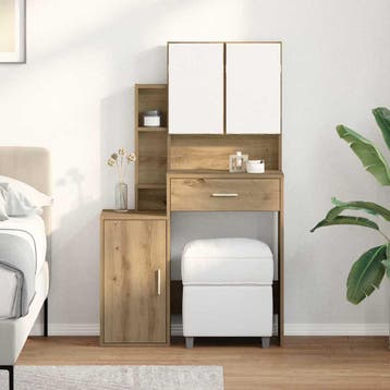 vidaXL Kaptafel Artisan Eiken 80 x 35 x 132 cm Bewerkt hout, Verzenden