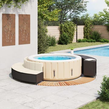 vidaXL Hottub-ombouw poly rattan en massief acaciahout zwart, Verzenden