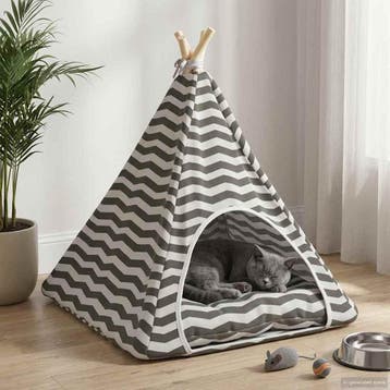 vidaXL Huisje voor huisdieren met kussen Wit en Grijs 60 x, Dieren en Toebehoren, Verzenden, Nieuw