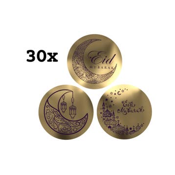 30 Stickers Eid Mubarak goud, Verzenden, Nieuw, Sticker