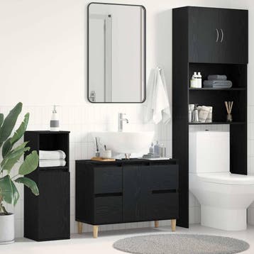 vidaXL Wastafel kabinet voor de badkamer Zwart Eiken 80 x 33, Verzenden, Nieuw