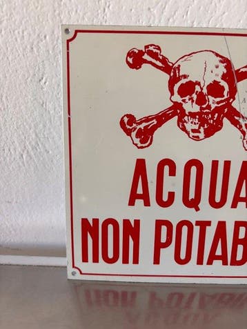Zeldzaam Italiaans industrieel veiligheidsbord “Niet