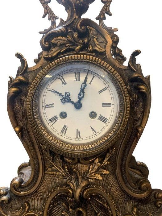 Pendule de cheminée - Laiton - 1950-1960, Antiquités & Art, Curiosités & Brocante